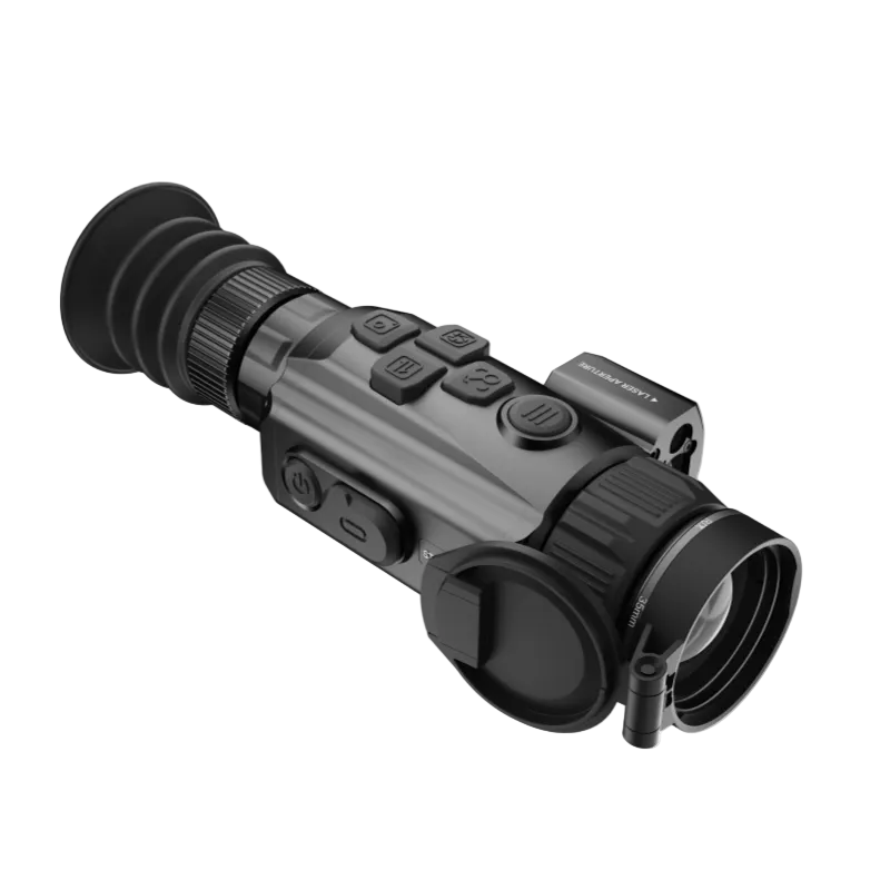 A black RIX thermal rifle scope monocular with control buttons and a lens cover
