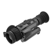 A black RIX thermal monocular scope with multiple control buttons on top, a rubber eyepiece tube, and a protective lens hood